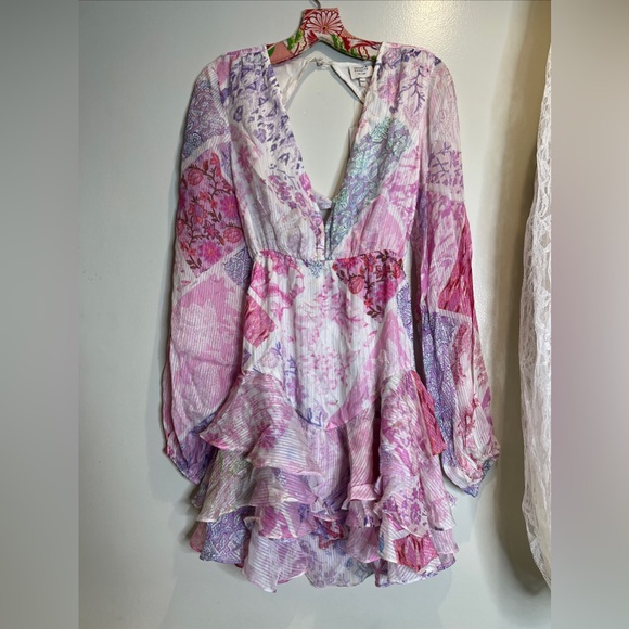 Hemant & Nandita Lilac Floral Lurex Dress